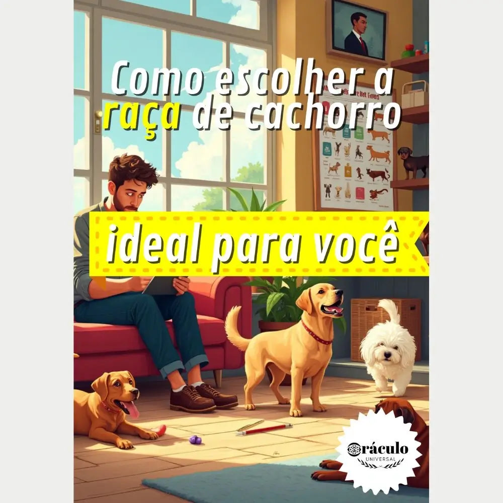 Audiolivro "Como Escolher a Raça de Cachorro Ideal Para Você" – descubra como escolher o cachorro ideal para sua casa e rotina com base em características e cuidados.