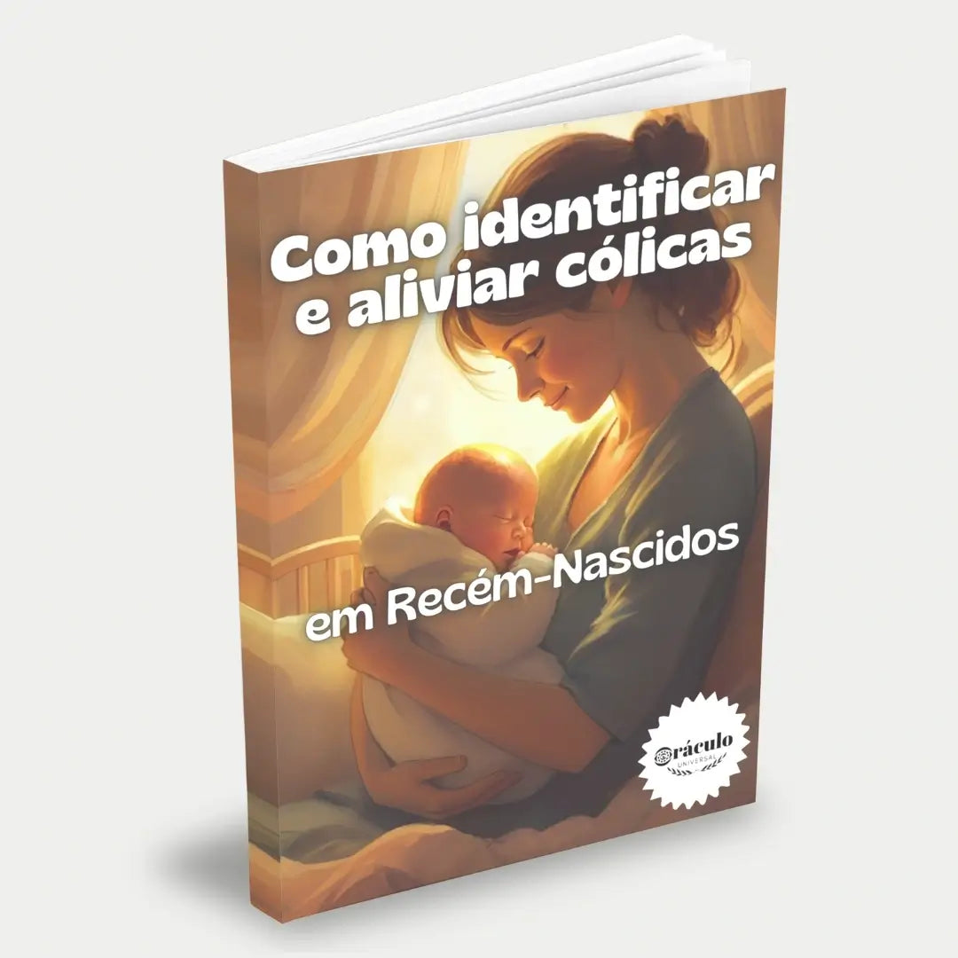 Capa do livro "Como Identificar e Aliviar Cólicas em Recém-Nascidos" – guia essencial para pais entenderem e amenizarem o desconforto das cólicas no bebê.
