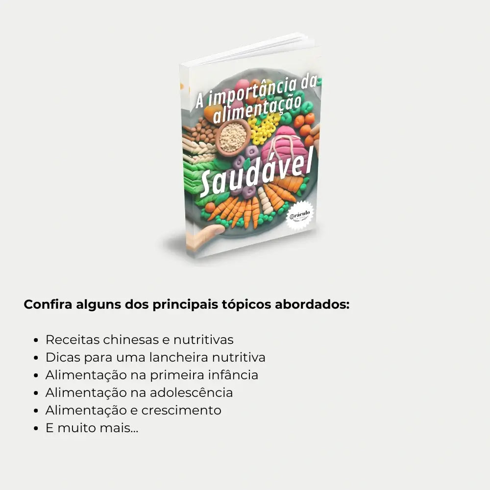 Livro "Dicas Para uma Alimentação Saudável na Infância" – guia para pais sobre como promover hábitos alimentares saudáveis e prevenir problemas de saúde infantil.