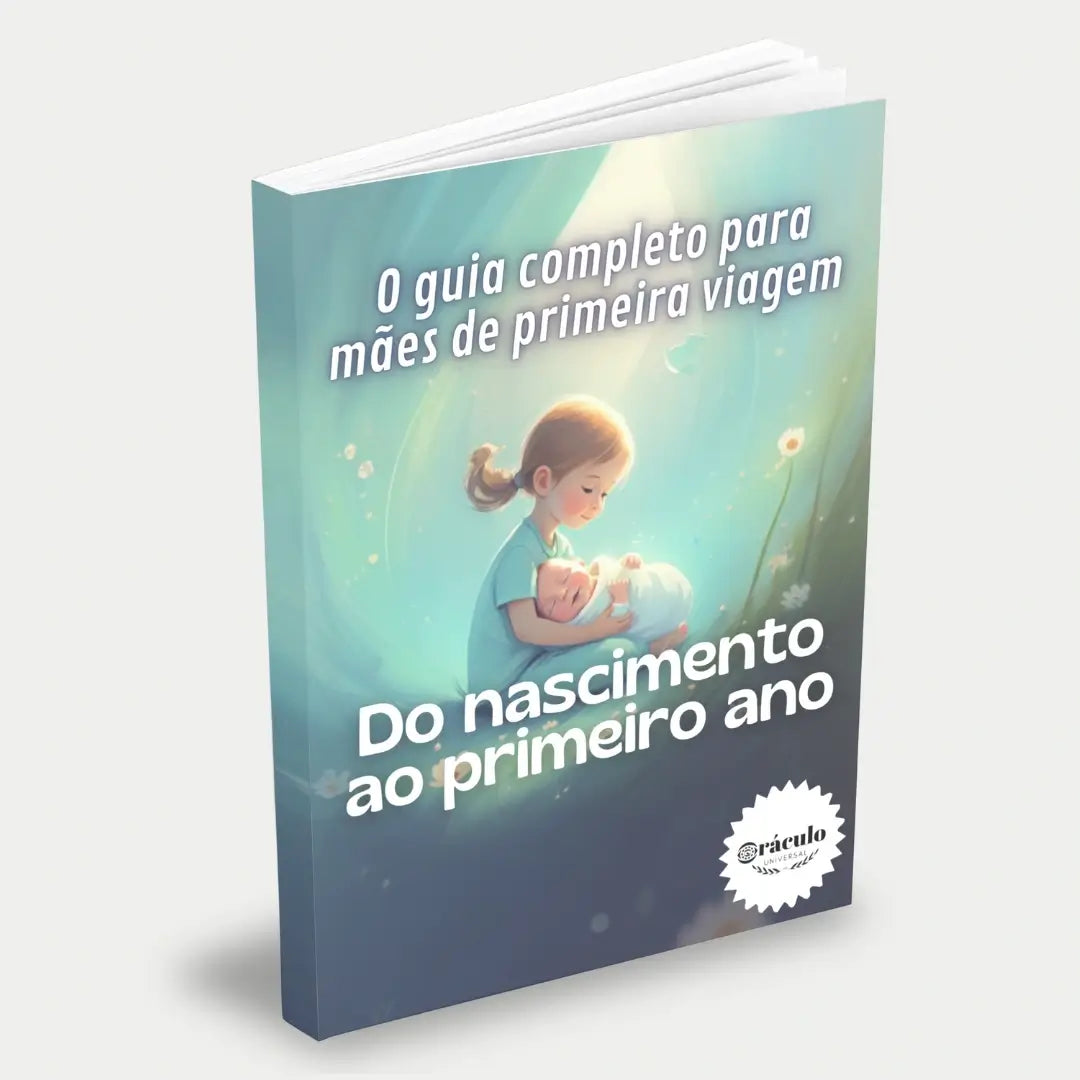 Capa do audiolivro "O Guia Completo para Mães de Primeira Viagem: Do Nascimento ao Primeiro Ano" – orientações essenciais para cuidar do bebê com segurança e confiança.