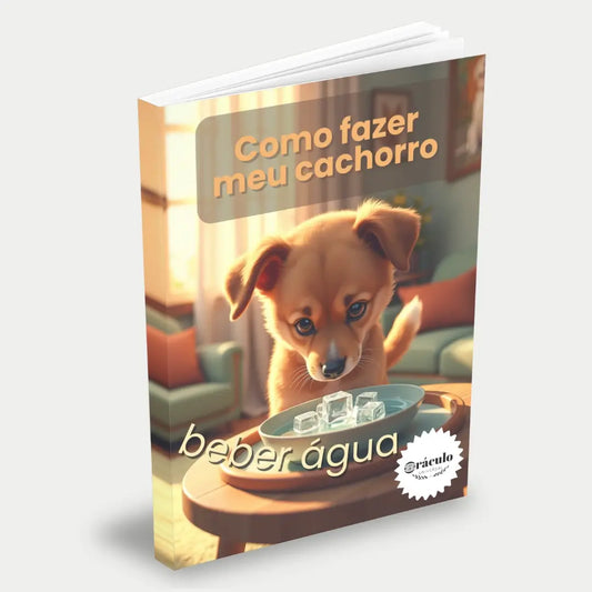 Capa do audiolivro "Como Fazer Meu Cachorro Beber Água" – dicas para hidratação do cachorro, evitar desidratação e incentivar o consumo de água.
