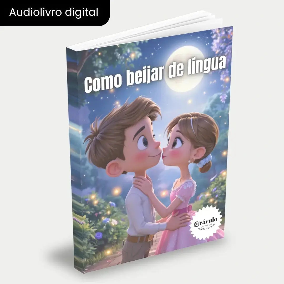 Capa do audiolivro "Como Beijar de Língua" – guia prático para aprender a beijar melhor, técnicas de beijo e dicas para impressionar.