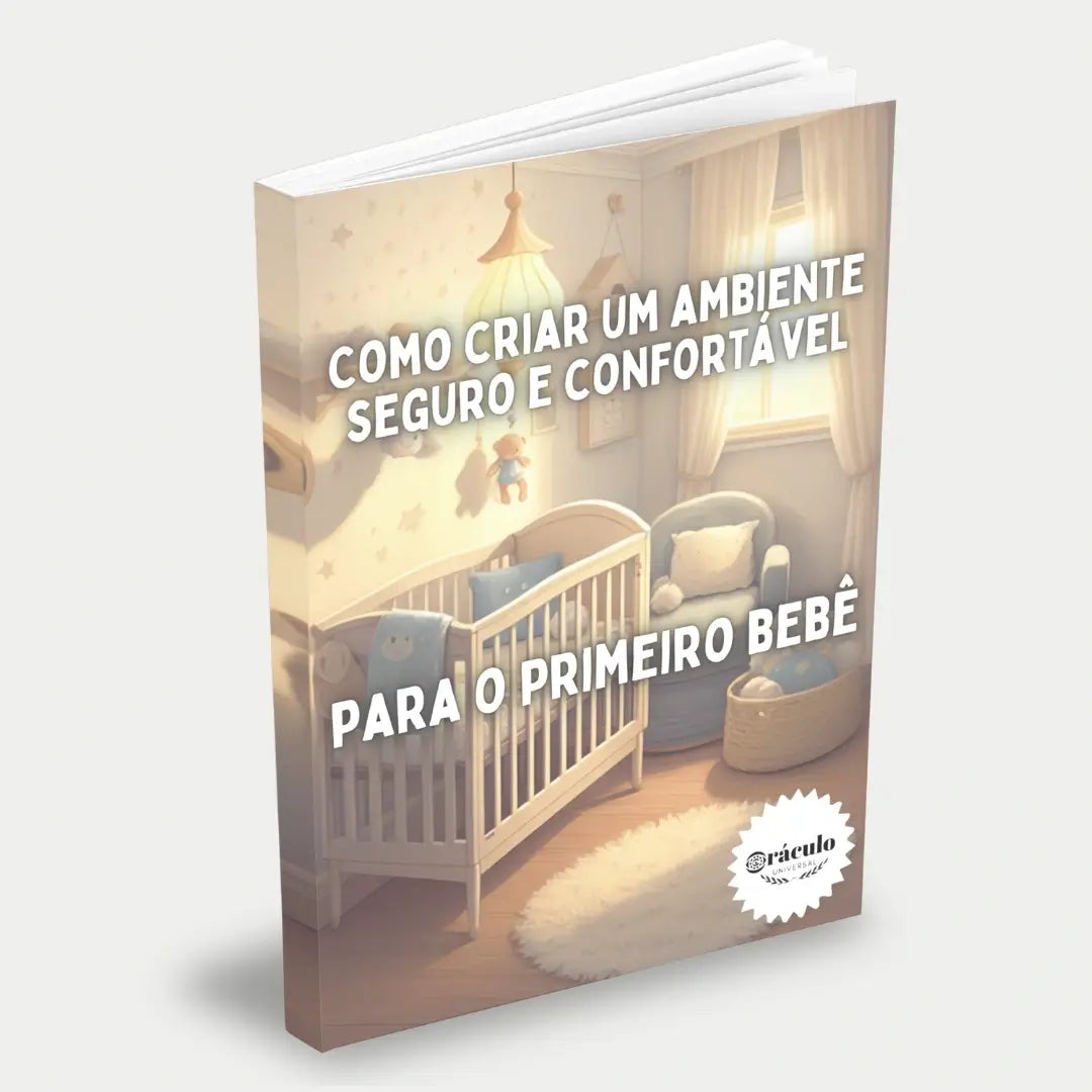 Capa do audiolivro "Como Criar um Ambiente Seguro e Confortável para o Primeiro Bebê" – guia essencial para preparar o quarto e o ambiente para o novo bebê com segurança e conforto.