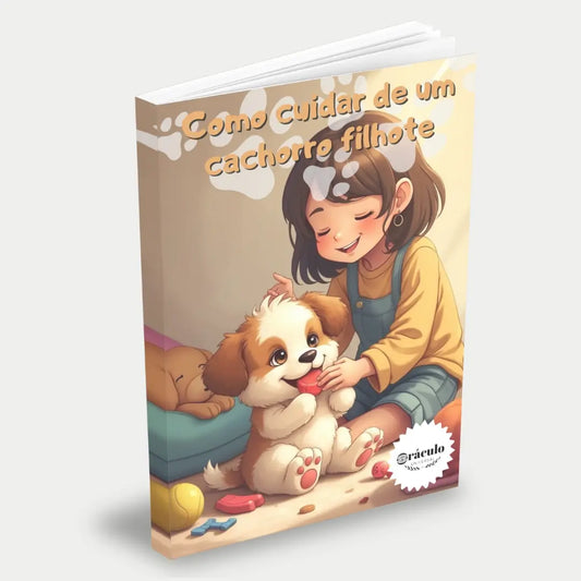 Capa do audiolivro "Como Cuidar de um Cachorro Filhote" – guia essencial para donos de cachorros filhotes, com dicas de alimentação, saúde e treinamento.