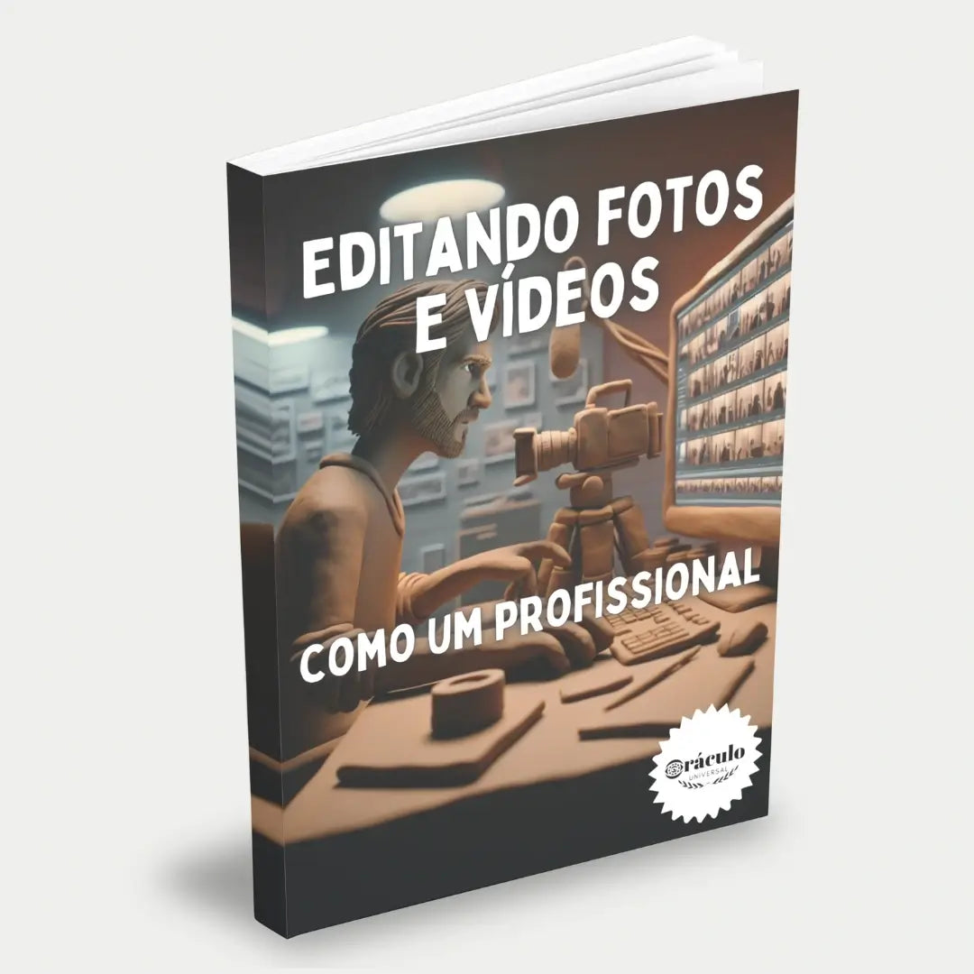 Capa do audiolivro "Como Editar Fotos e Vídeos de Forma Profissional" – guia completo com técnicas e ferramentas para edição profissional de imagens e vídeos.