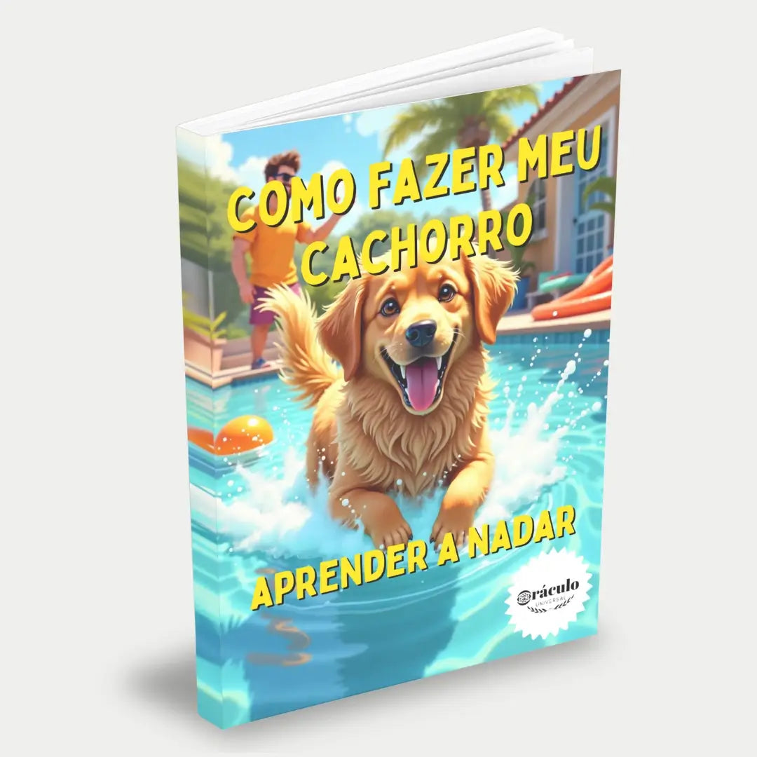 Capa do audiolivro "Como Ensinar meu Cachorro a Nadar" – guia passo a passo para ensinar seu cachorro a nadar com segurança e diversão.