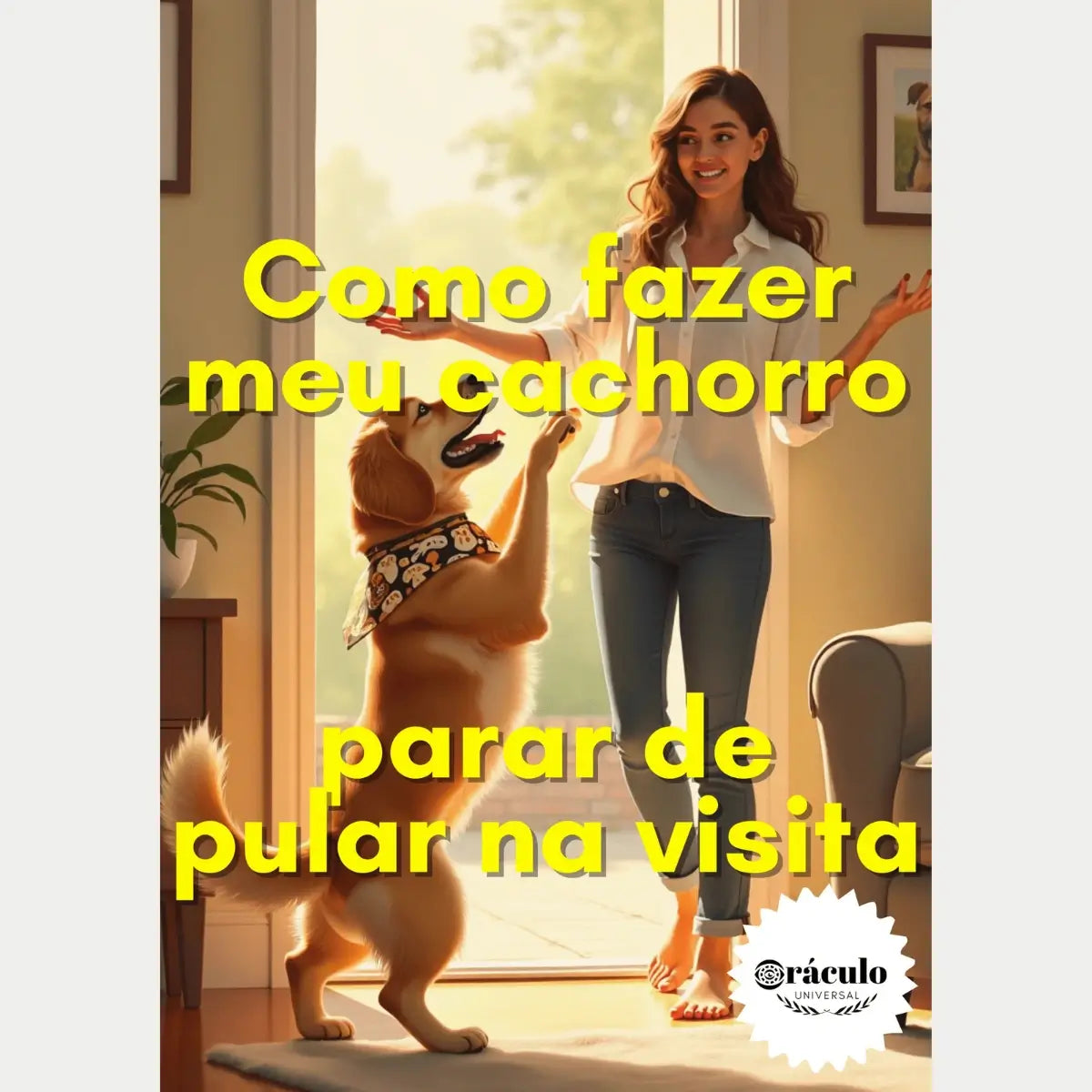 Audiolivro "Como Fazer Meu Cachorro Parar de Pular na Visita" – dicas eficazes para ensinar seu cachorro a receber visitas com calma e obediência.