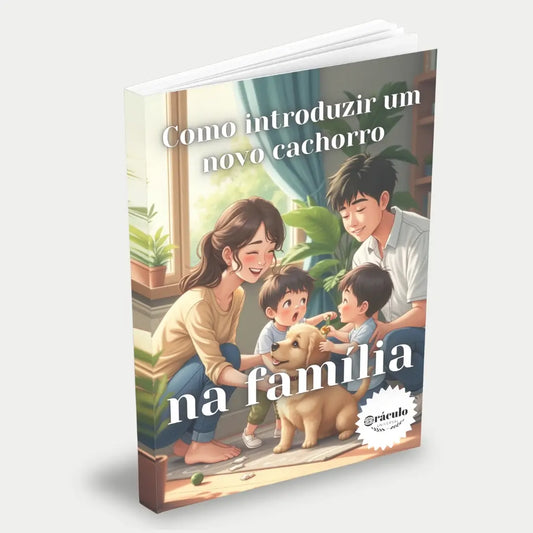 Capa do audiolivro "Como Introduzir um Novo Cachorro na Família" – guia passo a passo para uma adaptação tranquila do novo cachorro em casa.