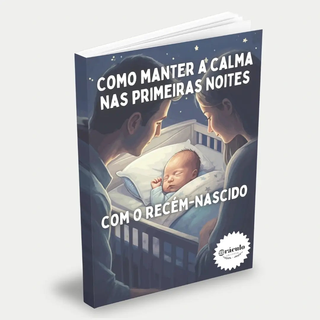 Capa do audiolivro "Como Manter a Calma nas Primeiras Noites com o Recém-Nascido" – dicas e estratégias para ajudar os pais a lidar com o desafio das primeiras noites com o bebê.