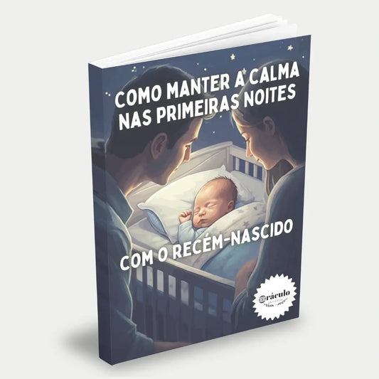 Capa do audiolivro "Como Manter a Calma nas Primeiras Noites com o Recém-Nascido" – dicas e estratégias para ajudar os pais a lidar com o desafio das primeiras noites com o bebê.