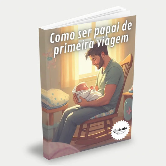 Capa do audiolivro "Como ser Papai de Primeira Viagem" – guia prático com dicas essenciais para futuros pais se prepararem para a chegada do bebê.