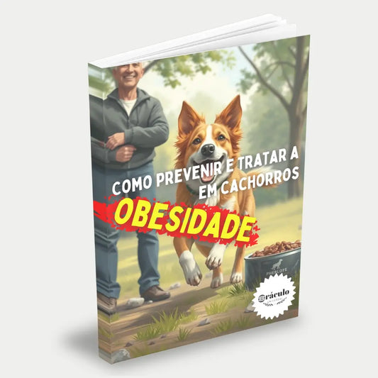 Capa do audiolivro "Como Prevenir e Tratar a Obesidade em Cachorros" – guia completo sobre dieta, exercícios e cuidados para manter seu cachorro saudável.