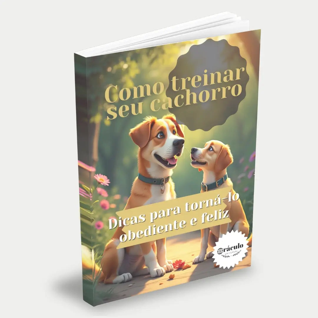 Capa do audiolivro "Como Treinar seu Cachorro: Dicas para Torná-lo Obediente e Feliz" – guia completo de adestramento para cachorros, focado em comportamento e felicidade.