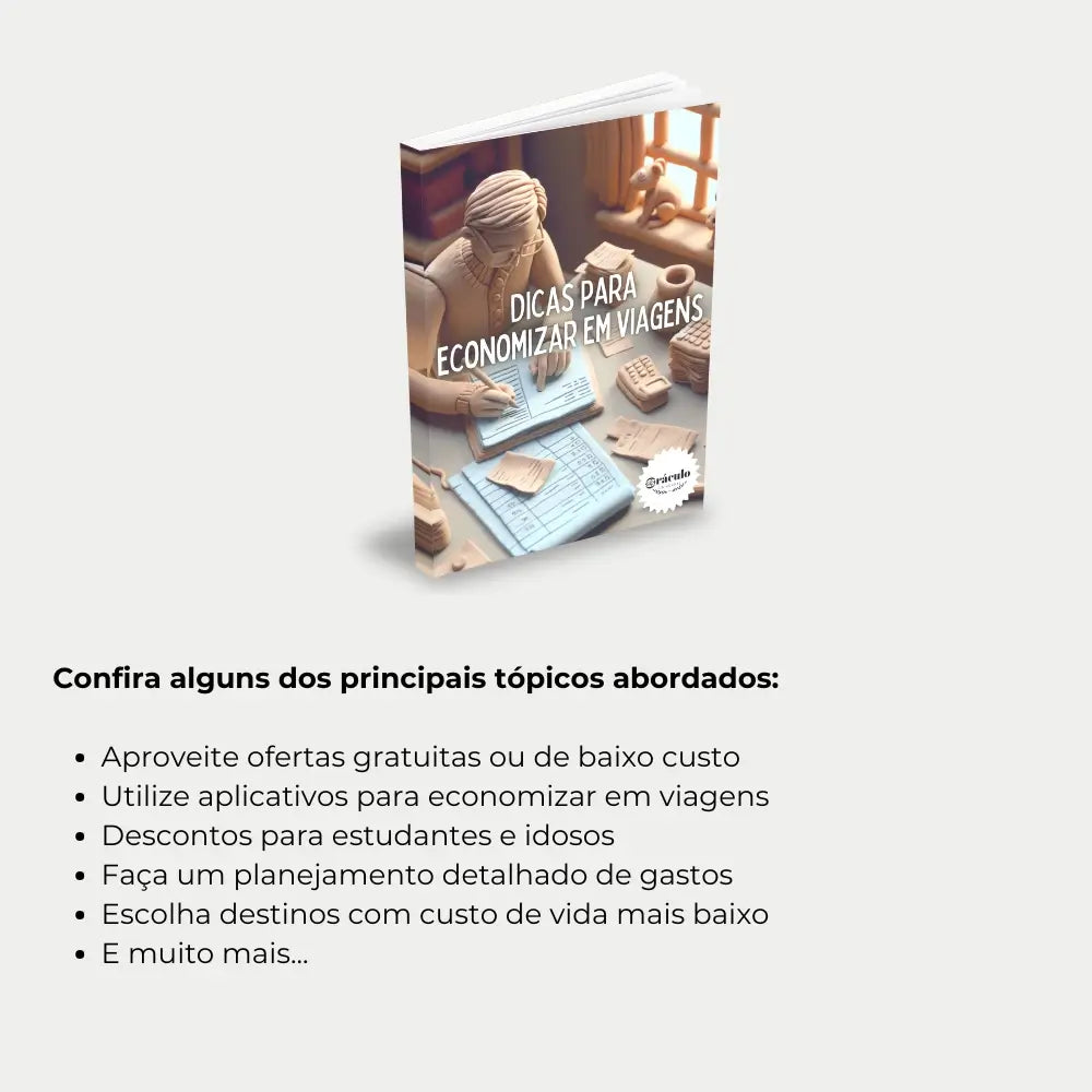 Livro "Como Economizar em uma Viagem" – dicas práticas para viajar gastando menos, aproveitando promoções e escolhendo opções acessíveis.