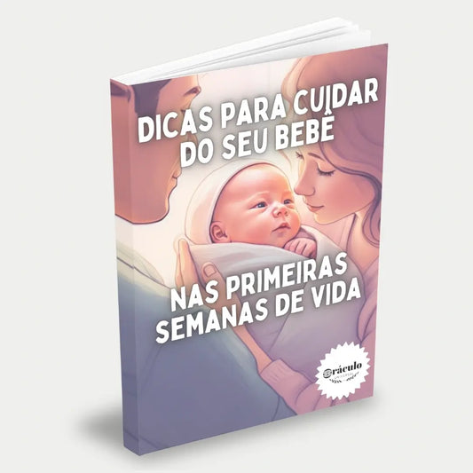 Capa do audiolivro "Dicas para Cuidar do Seu Bebê nas Primeiras Semanas de Vida" – orientações essenciais para os primeiros cuidados com o recém-nascido, desde a amamentação até o sono.