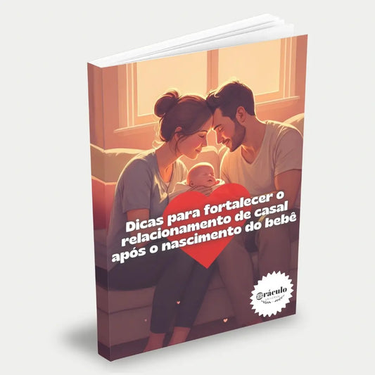 Capa do audiolivro "Dicas para Fortalecer o Relacionamento de Casal Após o Nascimento do Bebê" – estratégias para manter a conexão e a intimidade entre os casais após a chegada do bebê.