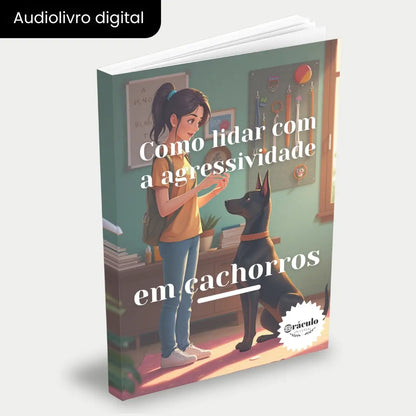 Capa do audiolivro "Como Lidar com a Agressividade em Cachorros" – técnicas eficazes para controlar comportamentos agressivos em cachorros e promover a convivência harmoniosa.