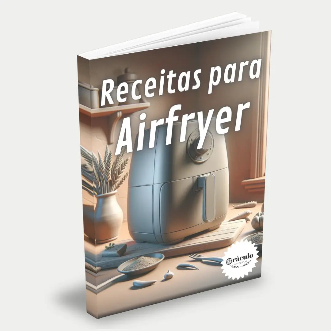 Capa do audiolivro "Receitas Para Airfryer" – receitas deliciosas e práticas para preparar pratos saudáveis e crocantes na airfryer.